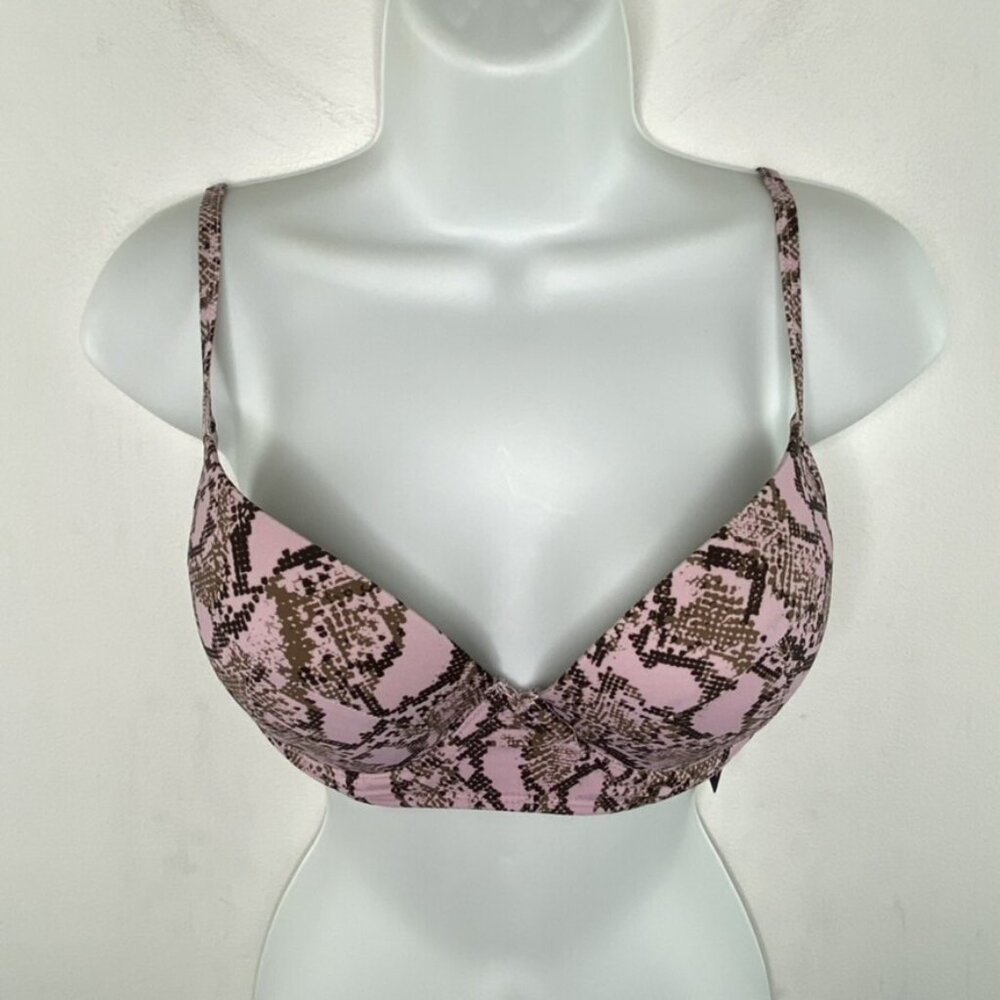 Rachel Rachel Roy Python Pink Printed Underwire Bikini Swim Top Size M - Picture 3 of 7